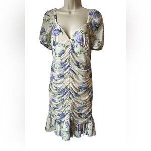 ASOS Design Maternity Women's‎ Size 10 White Lilac Floral Ruched Mini Dress